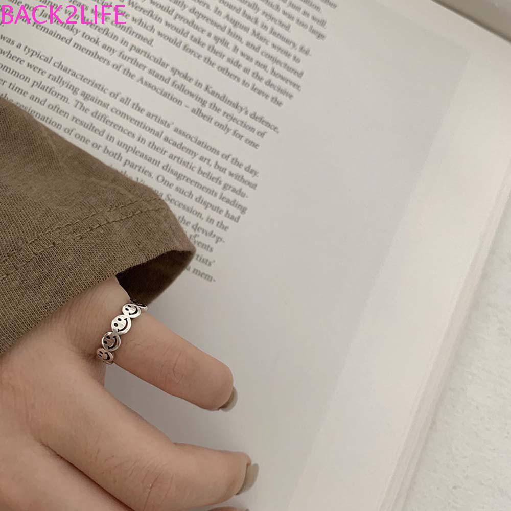 BACK2LIFE Nhẫn Hở 2 Lớp Phong Cách Punk Cổ Điển Thời Trang Cho Nữ