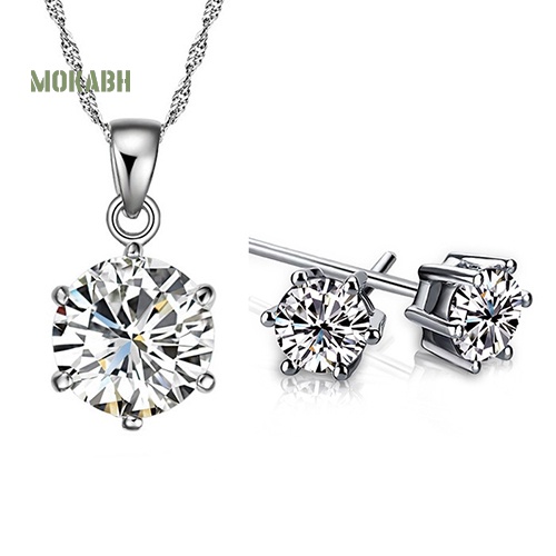 [Mok Abh] Set Vòng cổ Và Bông Tai Đính Đá Zircon