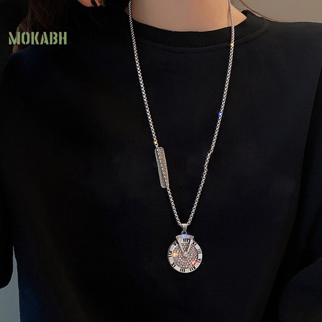 Vòng cổ Mặt Đồng Hồ Xoay Được Không Gây Dị Ứng Phong Cách Hip Hop Thời Trang Cho Nam Và Nữ