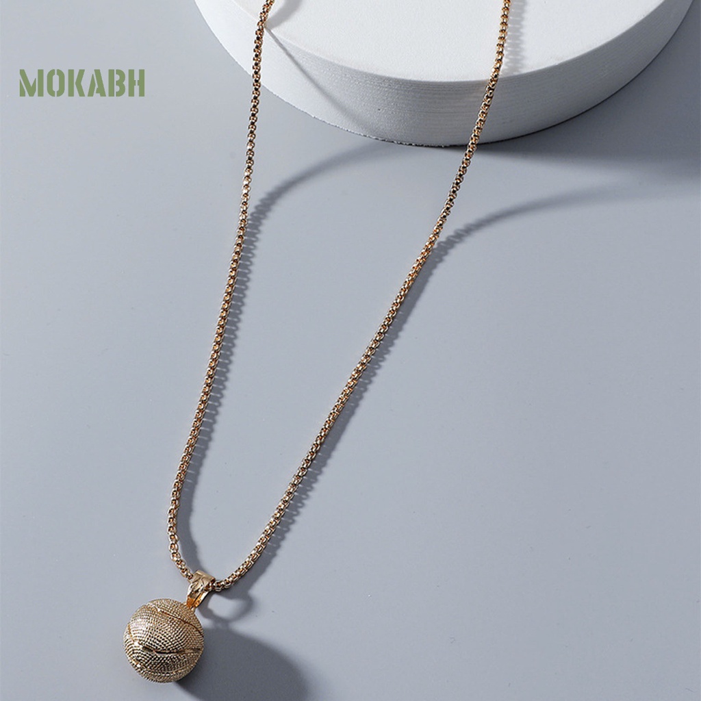 [Mok Abh] Vòng Cổ Nam Bằng Thép Không Gỉ Mạ Điện Mặt Hình Quả Bóng Rổ