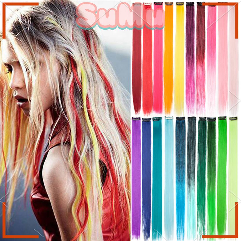 SUMU Tóc Giả Có Kẹp Nhiều Màu Sắc Bằng Sợi Tổng Hợp