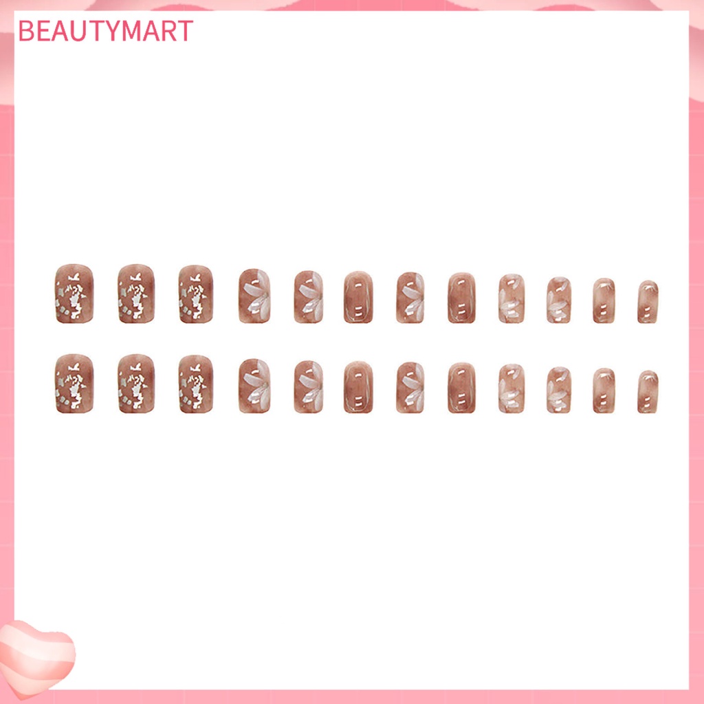 1 Bộ Móng Tay Giả Hình Vỏ Sò Màu Hổ Phách Dạng Nhấn DIY