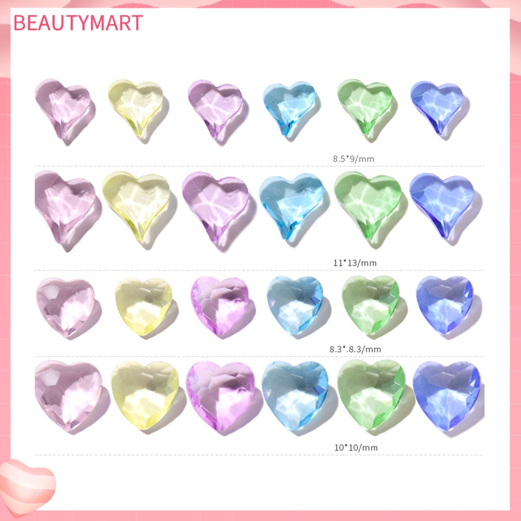 Set 10 Phụ Kiện Trang Trí Móng Tay 3D Trong Suốt Đính Đá Trái Tim Xinh Xắn