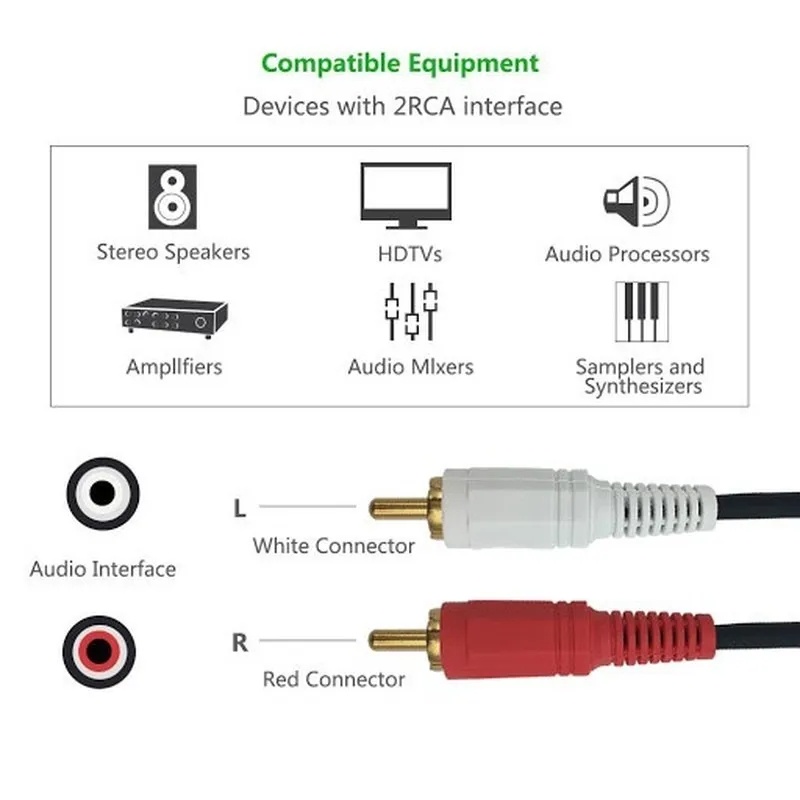 Dây Cáp Âm Thanh / Video / DVD / TV AUX AV / AUX AV Chuyển Đổi Đầu Cắm 3.5mm Sang 2 RCA Dài 1M Chất Lượng Cao