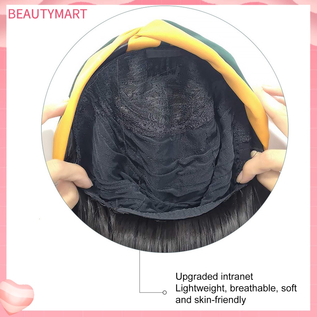 Bộ Tóc Giả Dài Thẳng Mềm Mại Màu Đen Tự Nhiên Thoải Mái Dễ Sử Dụng