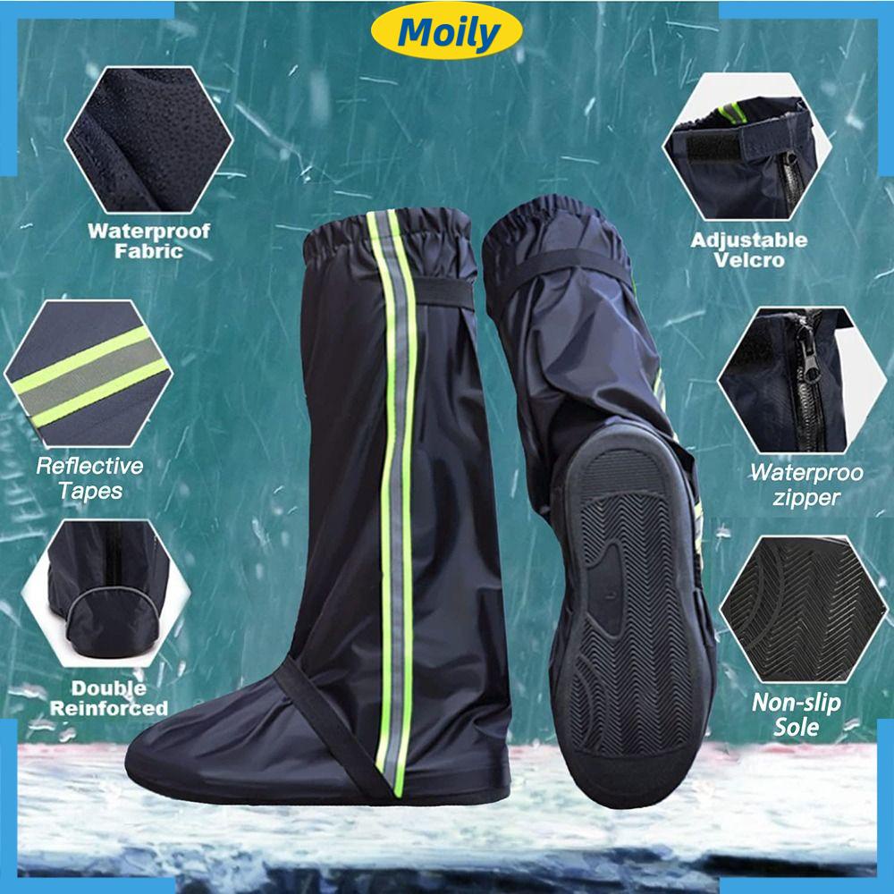 MOILYVN Vỏ Bọc Giày Đi Mưa Chống Trượt Có Khóa Kéo Tái Sử Dụng Tiện Lợi