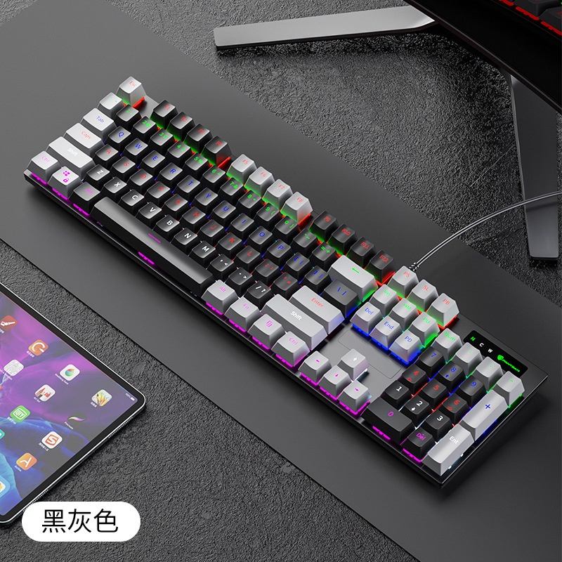 Bàn phím cơ  104 phím có đèn LED có dây năng động RGB blue switch văn phòng trò chơi chung bàn phím