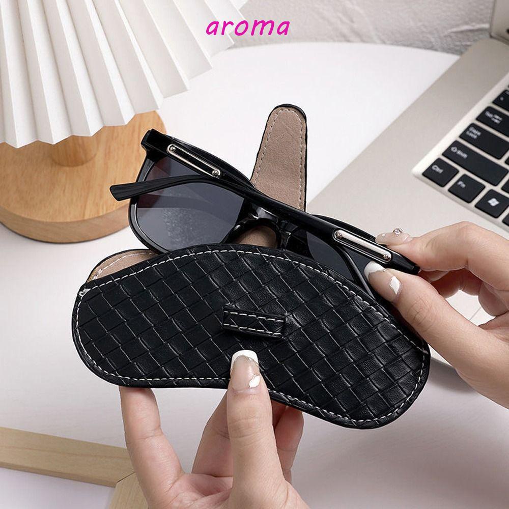 AROMA Túi Da PU Họa Tiết Sọc Caro Chống Thấm Nước Dùng Đựng Mắt Kính Tiện Dụng Giá Đỡ