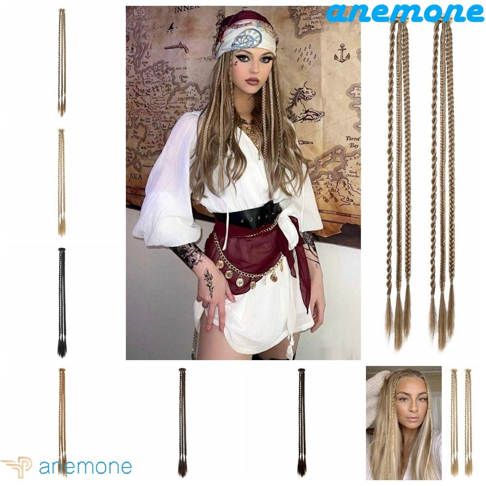 Bím Tóc Giả Bằng Sợi Tổng Hợp Màu Đen / Nâu Kháng Nhiệt Dành Cho Nữ