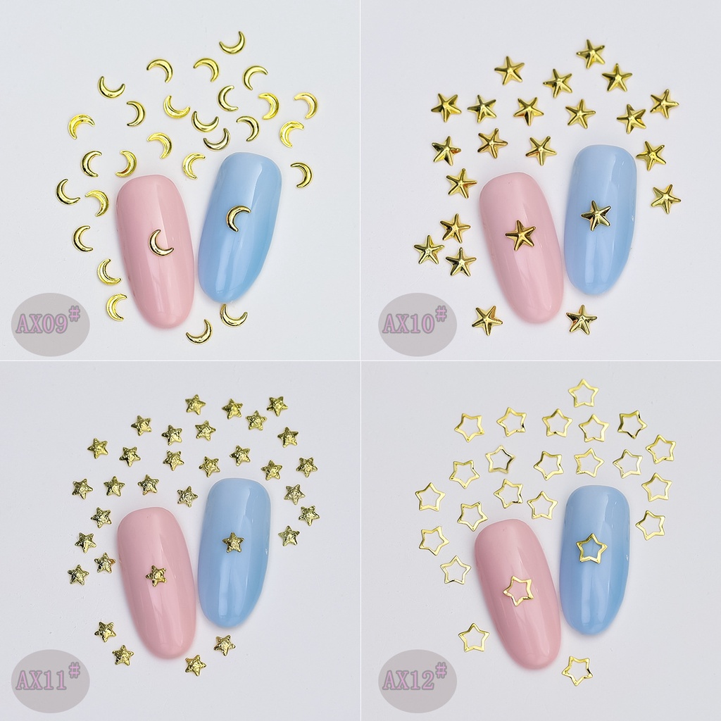 Bộ 500 / 1000 Đinh Tán Kim Loại Hình Bán Nguyệt / Tròn / Ngôi Sao / Mặt Trăng / Vòng Tròn Trang Sức DIY