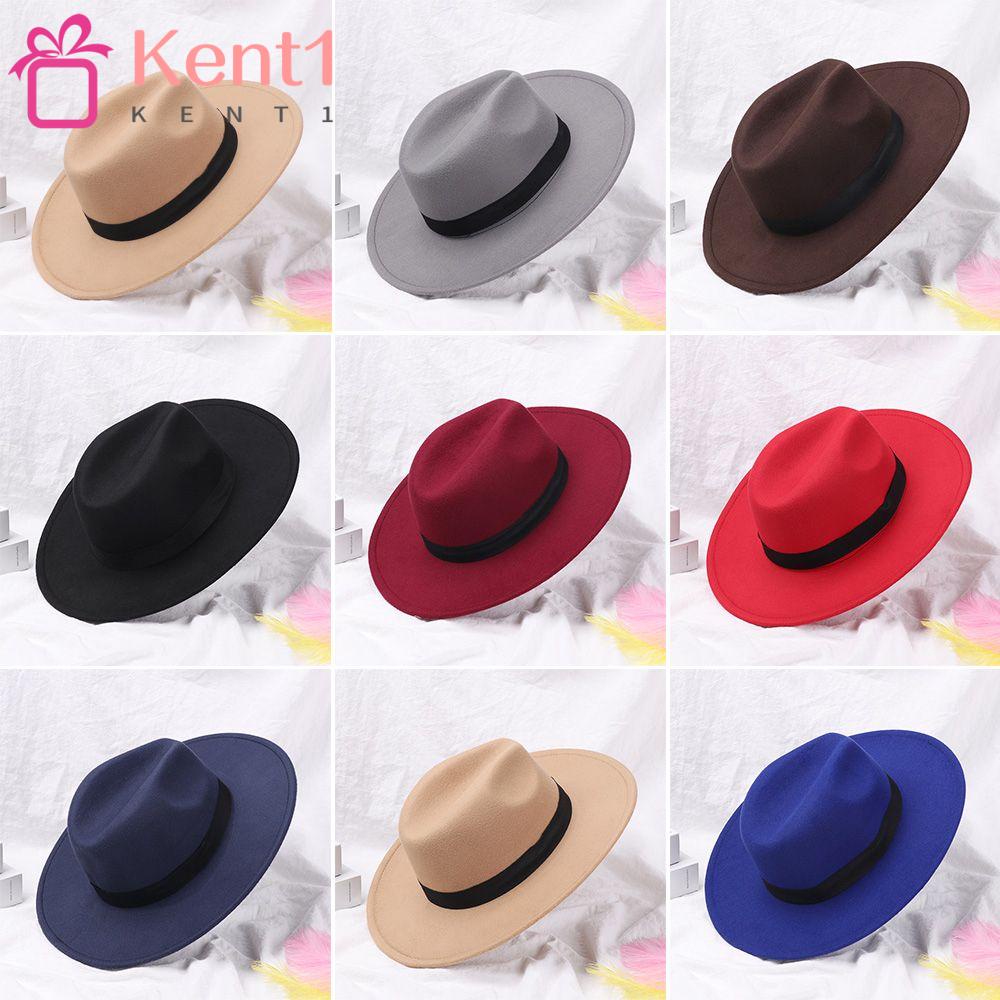 KENT1 Mũ Fedora Rộng Vành Phong Cách Cao Bồi Vintage Cho Nam Nữ