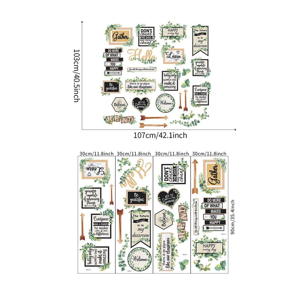 Set 4 Miếng Dán Tường Bằng PVC Chống Nước In Slogan Truyền Cảm Hứng Có Thể Tháo Gỡ Trang Trí Nhà Cửa