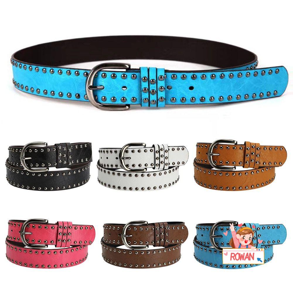 ROWANS Thắt Lưng Da Đính Đinh Tán Phong Cách Gothic Thời Trang