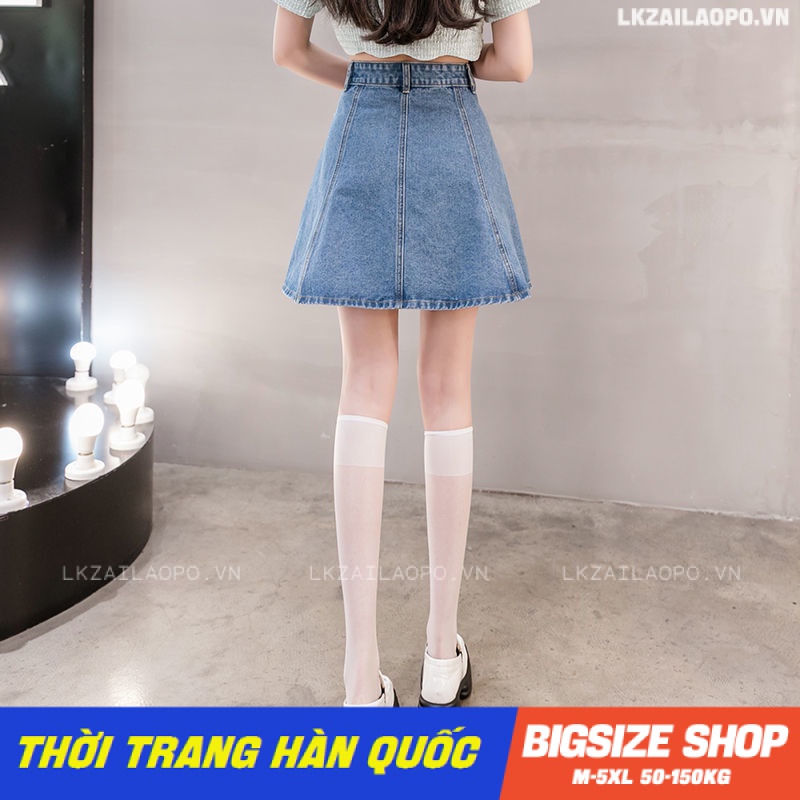 Chân váy denim nữ chân váy jeans bò nữ ngắn Bigsize chân váy nữ lưng cao cạp cao chữ a mùa hè Phong cách Hàn Quốc Thời Trang tiểu thư cá tính xinh đẹp cho người mập béo