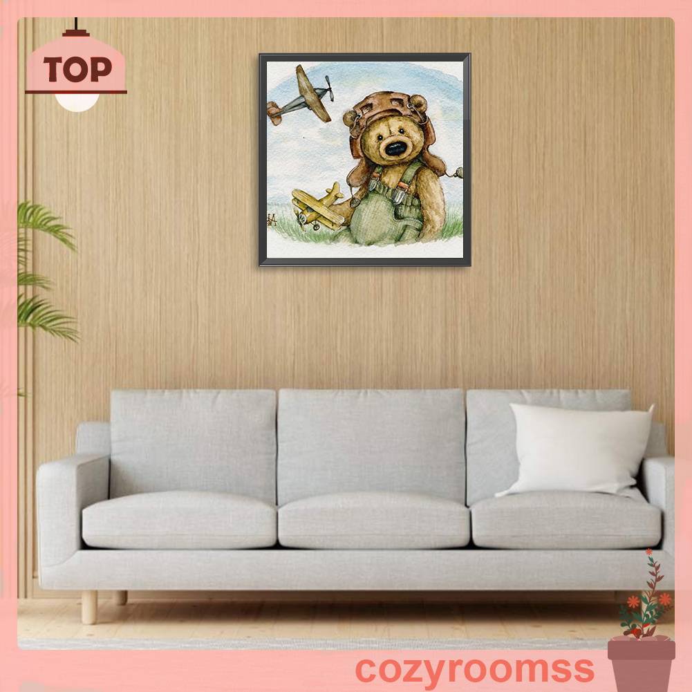 Tranh Đính Đá 5D Tự Làm Hình Gấu Hoạt Hình Trang Trí Nhà Cửa