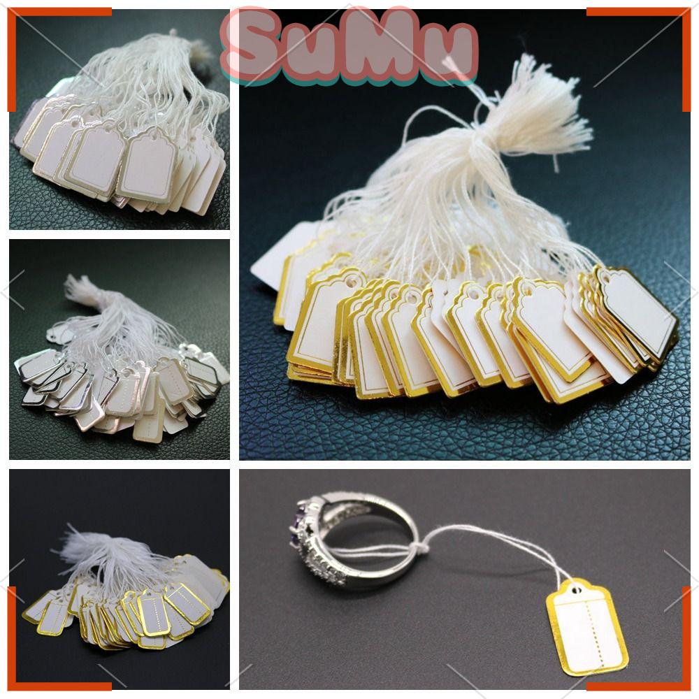 SUMU Set 100 Nhãn Treo Trang Sức Hình Tròn / Chữ Nhật Màu Vàng / Bạc