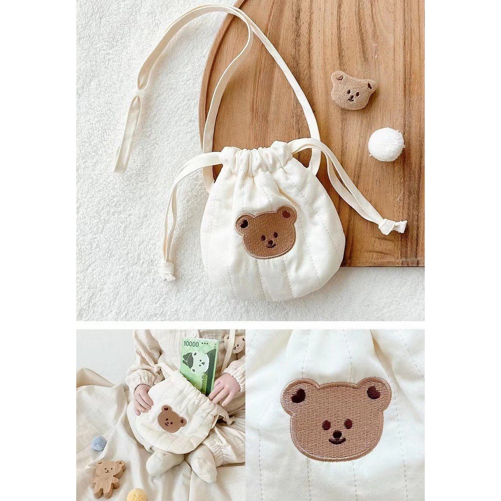 Túi đựng tỏi, túi đeo chéo cho bé có quai đeo, hoạt tiết Hàn Quốc dễ thương