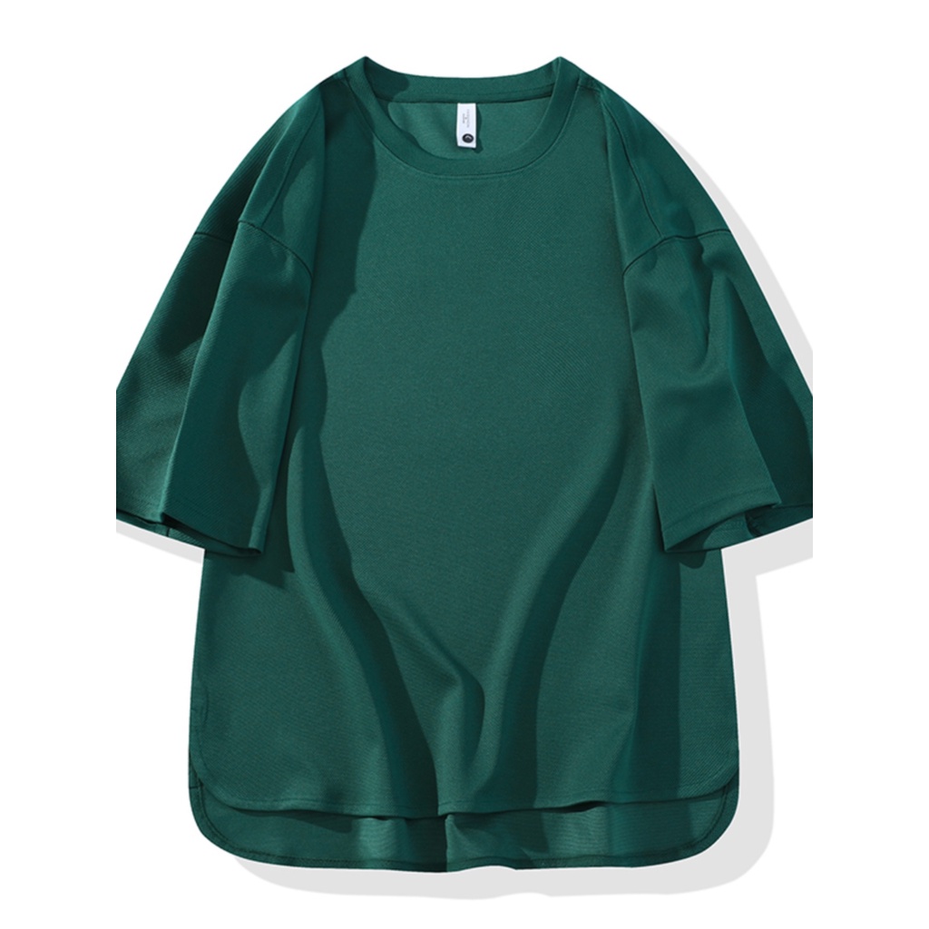 Áo Thun Ngắn Tay Cổ Tròn Lưng Ngắn Cỡ Lớn Xẻ Tà Đơn Giản Thời Trang Mùa Hè Cho Nam