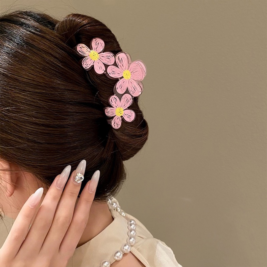 Kẹp Tóc Hình Hoa Bằng Acrylic Dễ Thương Phong Cách Hàn Quốc Cho Nữ