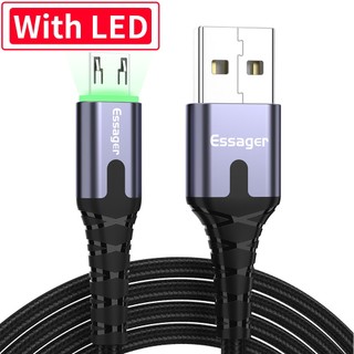 Essager Dây Cáp Sạc Nhanh micro usb android 3a 2m 3m Có Đèn led