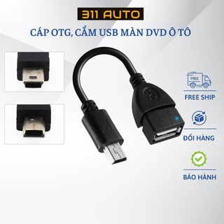Cáp otg đầu vuông mini usb to usb. cáp cắm usb ô tô