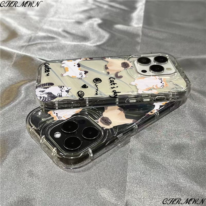 Ốp Điện Thoại Mềm Trong Suốt Họa Tiết Mèo / Cá Dễ Thương Cho iPhone14promax 1312 / 11 7 / 8plus xr / sins GY2W