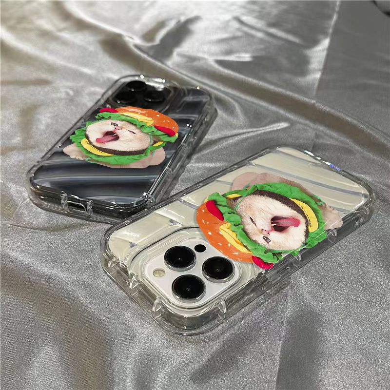 Ốp Điện Thoại Mềm Trong Suốt Hình Hamburger Mèo Dễ Thương Cho Iphone 1312 14Promax / 7 Xr /ins118 50E7