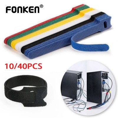 Fonken Set 10 / 40 Dây Quấn Dây Cáp Tai Nghe Bằng Nylon Có Thể Tái Sử Dụng
