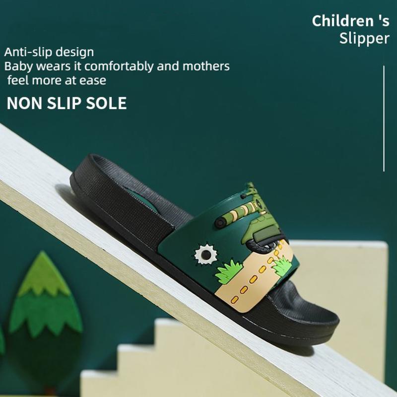Dép Trẻ Em Bé Trai Dép Trẻ Em Hoạt Hình Xe Tăng In Hình Dép Trẻ Em Mùa Hè Bé Trai Dép Đi Trong Nhà Dễ Thương Đế Mềm Trẻ Em Dép Phòng Tắm Chống Trơn Trượt Sandal Bé Trai Dép