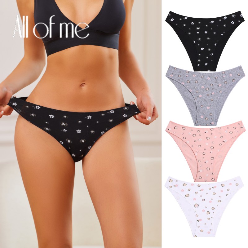 Allofme Quần Lót cotton Không Đường May Lưng Thấp Họa Tiết Hoa Quyến Rũ Thoải Mái Thoáng Khí Cho Nữ