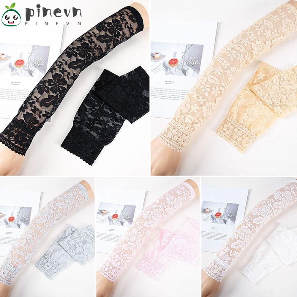PINEVN Găng Tay Dài Chống Nắng Phối Ren Lưới Thời Trang Cho Nữ