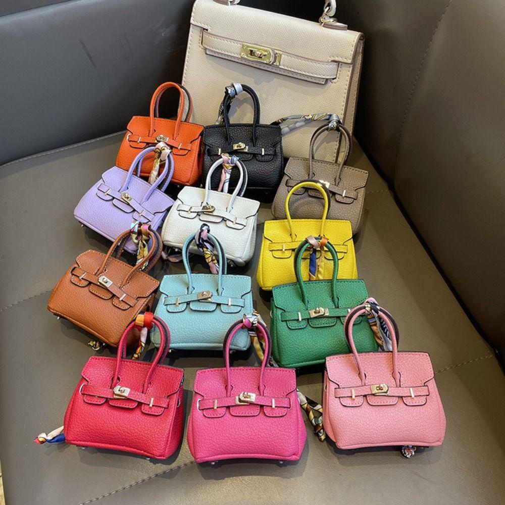 Mặt dây chuyền túi quillan mini birkin, túi đựng tai nghe chống va đập đầy đủ, bao tai nghe bluetooth da nhân tạo 12 màu túi đựng son môi nhỏ cho son môi tai nghe