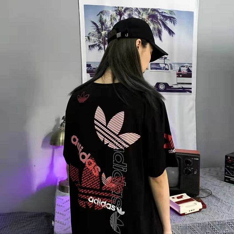 Áo Thun 100% Cotton Ngắn Tay In Logo Adidas Thời Trang Dành Cho Nam Và Nữ