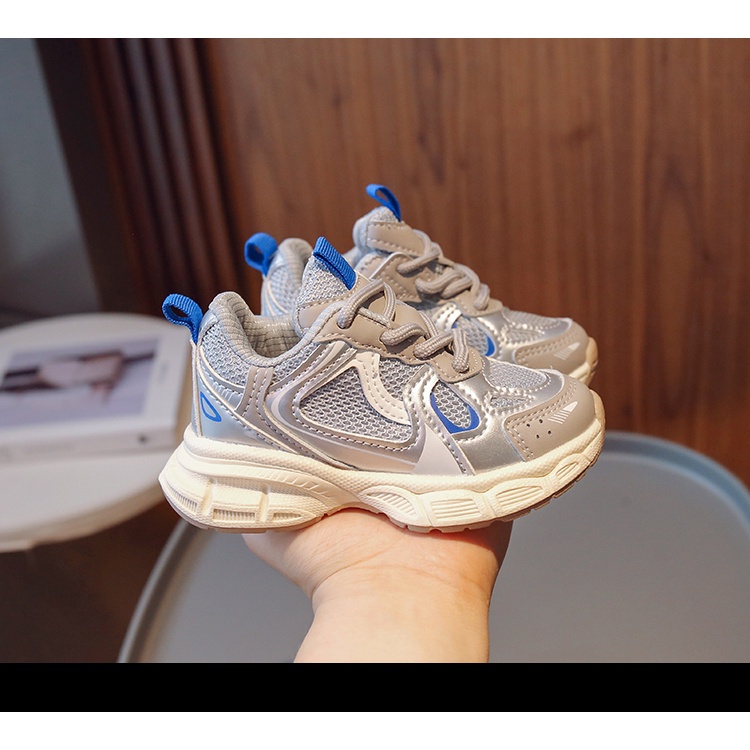 Giày Thể Thao Phối Lưới Thoáng Khí Thời Trang Mùa Hè Hàn Quốc 2023 Mới Cho Bé