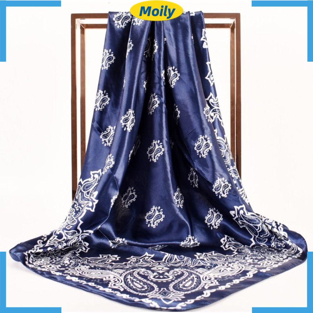 MOILYVN Khăn Choàng Hồi Giáo Bằng Satin Mềm Mại Hình Vuông Cỡ Lớn