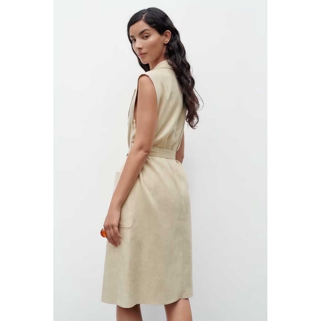 Hàng Mới Về Mới Áo Khoác Cotton Lanh Dáng Dài Có Thắt Lưng Phong Cách Âu Mỹ Thời Trang Mùa Hè 2023 W103 7713