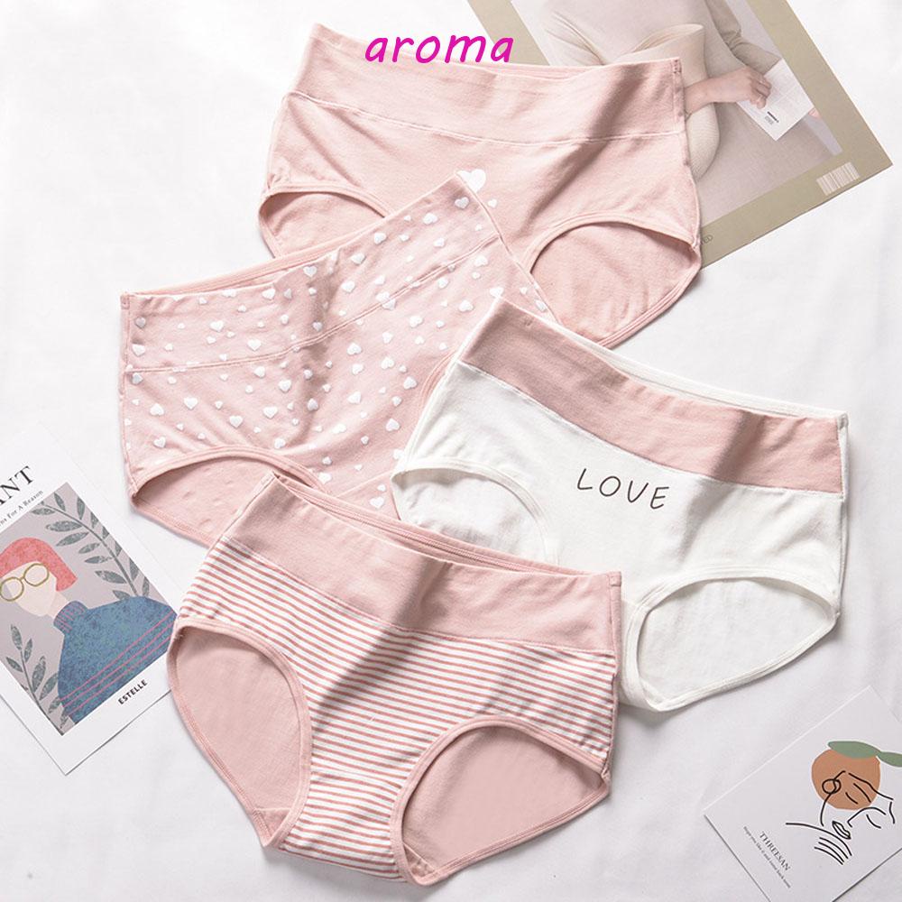 AROMA Quần Lót Mềm Mại Lưng Vừa In Họa Tiết Trái Tim Cho Phụ Nữ Sau Sinh