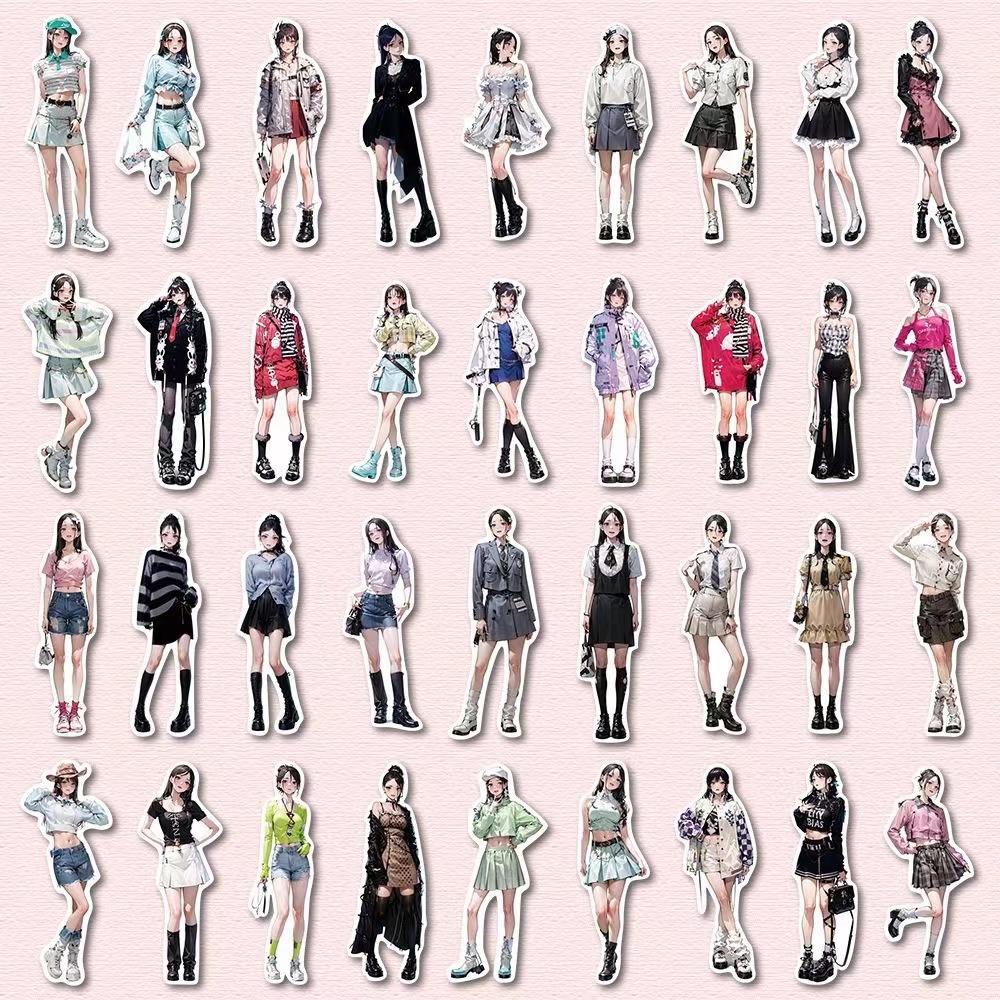 Bộ 72 Miếng Dán Trang Trí Sổ Tay Hình Cô Gái anime Thời Trang