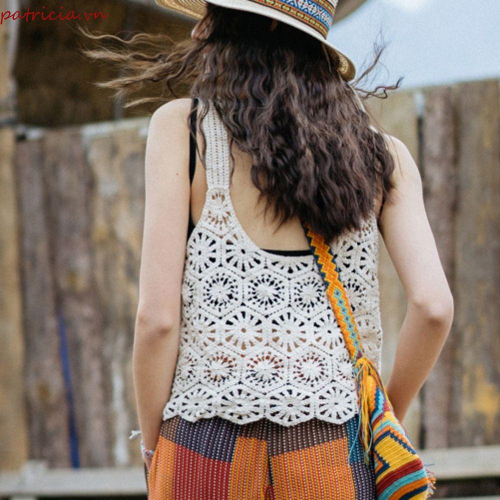 PATRICIA Áo Hai Dây Dệt Kim Cotton Dáng Ngắn Thời Trang Mùa Hè Xinh Xắn Cho Nữ