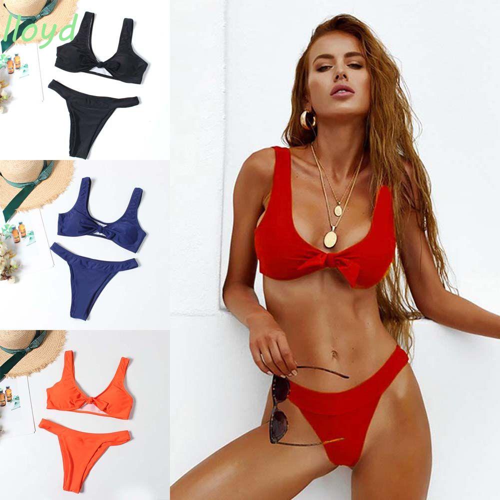 LLOYD Bộ Đồ Bơi Bikini Tam Giác Họa Tiết Da Báo Có Đệm Nâng Ngực Phong Cách Brazil