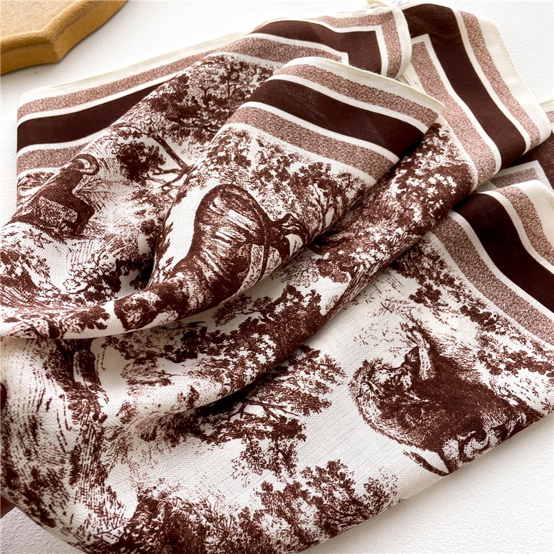 Khăn Quàng Cổ 65 X 65cm Chất Liệu Cotton Lanh Mỏng In Họa Tiết Động Vật Cho Nữ