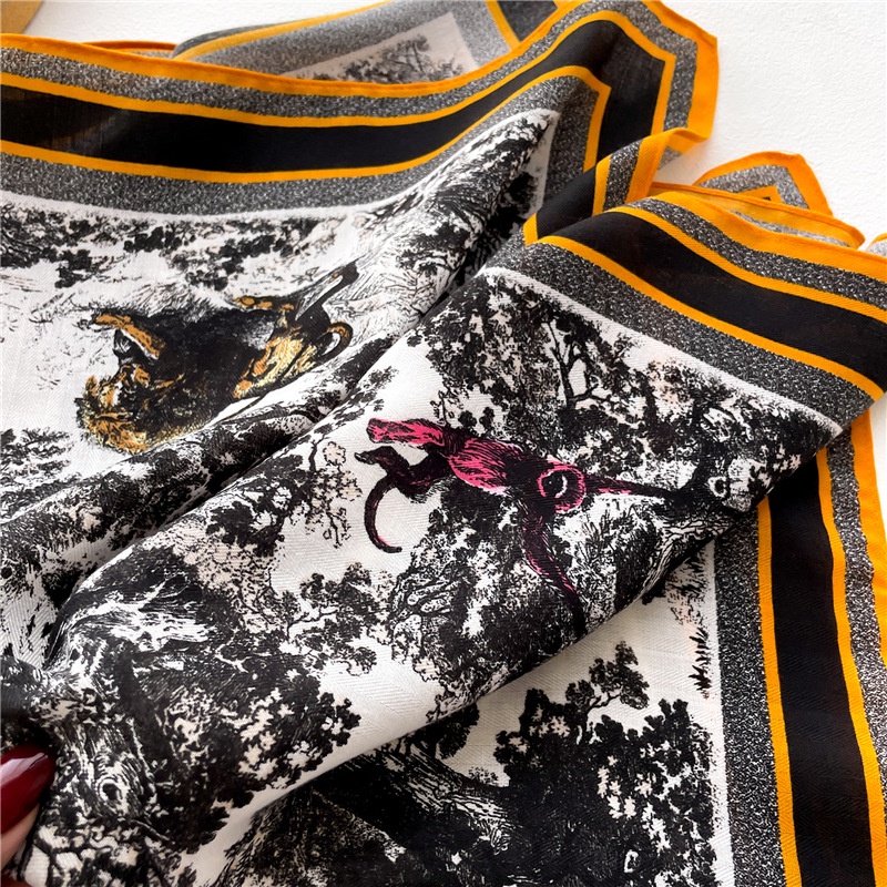 Khăn Quàng Cổ 65 X 65cm Chất Liệu Cotton Lanh Mỏng In Họa Tiết Động Vật Cho Nữ