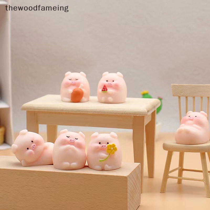1 Tượng Heo Con Hoạt Hình Bằng Nhựa Resin Dễ Thương Trang Trí Nhà Cửa Diy