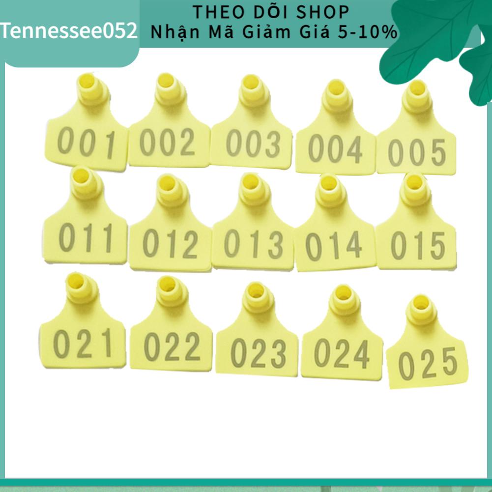 Tennessee052 100 Bộ Thẻ tai gia súc Nhãn lợn được đánh số bằng nhựa màu vàng cho chăn nuôi trang trại