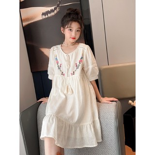 Đầm công chúa thêu hoa phong cách mới cho bé gái