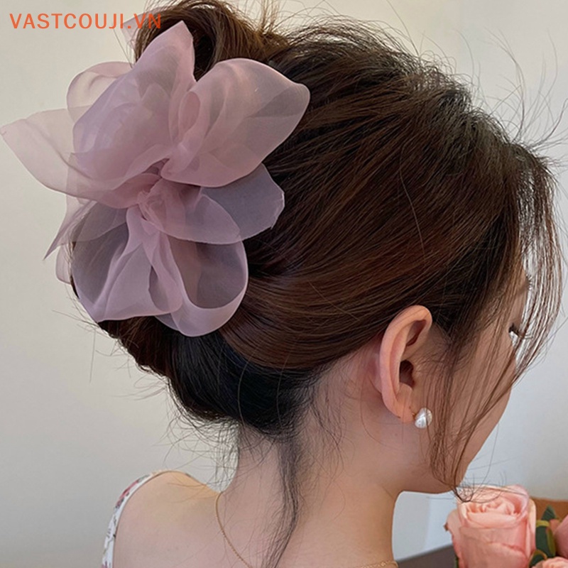 Kẹp Tóc Đính Nơ Lưới Thời Trang Nữ Tính