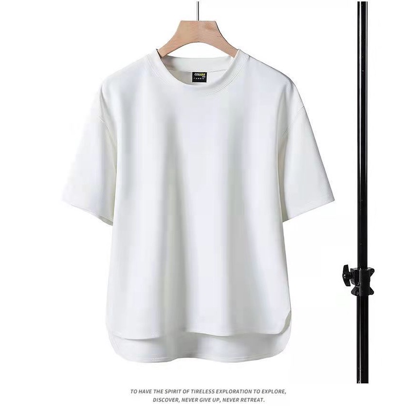 Áo Thun Tay Ngắn Cổ Tròn Màu Trơn Đơn Giản Thời Trang Xuân Hè Mới 2023 Size Lớn M-3xl