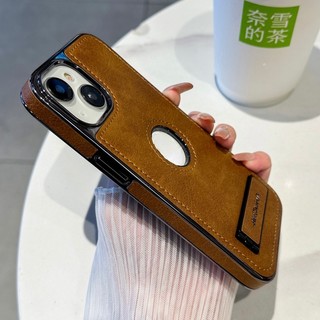 Chân Đế Vô Hình Da Cừu Bao Da Cho iPhone 14 Pro Max 13 Pro 12 11 Chống Sốc Phong Cách Kinh Doanh Ốp điện thoại