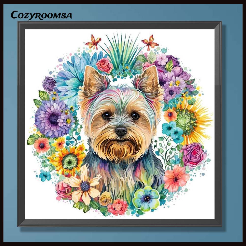 Tranh Đính Đá Kim Cương Toàn Bộ 5D DIY Hình Vẽ Chó Trang Trí Nhà Cửa