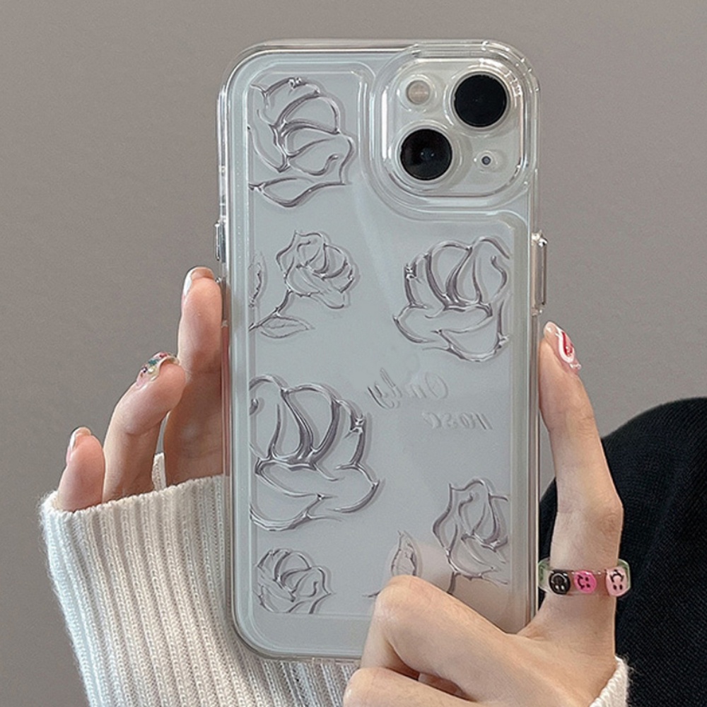 Ốp Điện Thoại TPU Mềm Trong Suốt Họa Tiết Hoa Hồng Đơn Giản Chống Sốc Cho IPhone 14 13 12 11 Pro Max X XR 8 7 Plus
